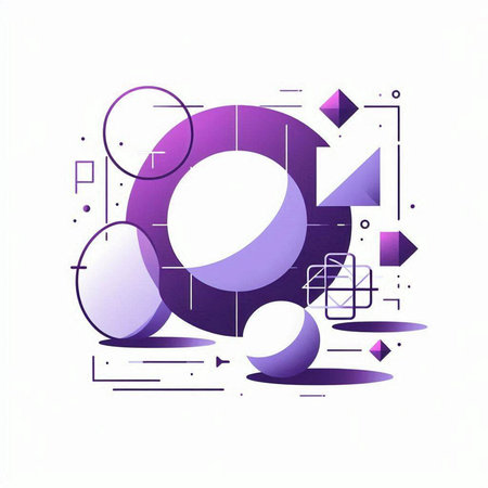 Abstract geometric background with circles, lines, rectangles and other elements. Vector illustration.のイラスト素材