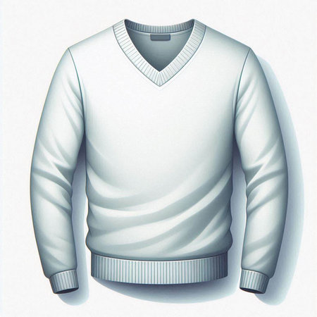 White sweater on a white background. 3d rendering, 3d illustration.のイラスト素材