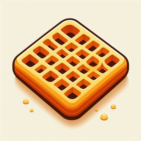 Vector illustration of 3d square waffle on a light background.のイラスト素材