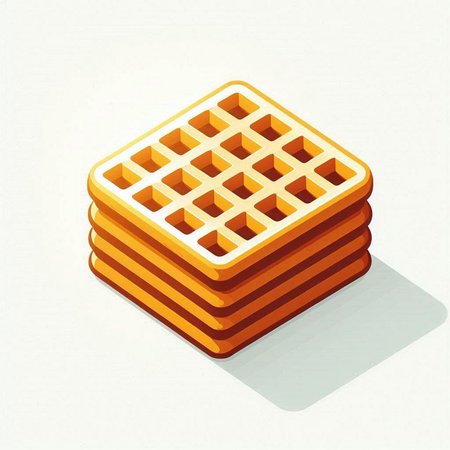 Illustration of a square waffle isolated on a white background.のイラスト素材