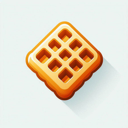 Illustration of a square waffle with shadow on a white backgroundのイラスト素材