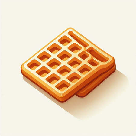 Illustration of a square waffle isolated on a white background.のイラスト素材