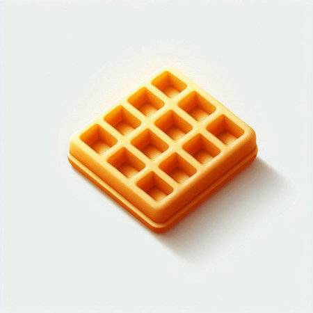 Yellow waffle isolated on white background. 3d render illustration.のイラスト素材