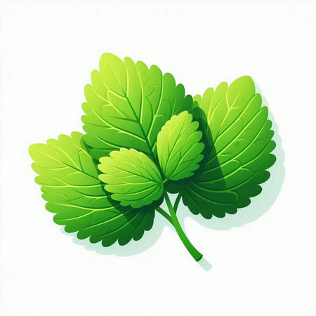 Fresh mint leaves on white background. Vector illustration. Eps 10.のイラスト素材