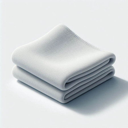 Folded white towels on a white background. 3d rendering.のイラスト素材