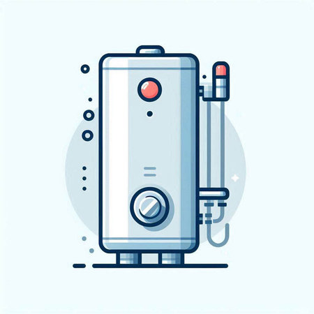 Boiler for water. Vector illustration in a flat linear style.のイラスト素材