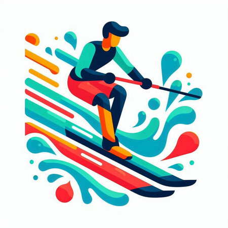 Freestyle skier. Freestyle sport. Vector flat illustration.のイラスト素材