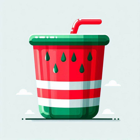 Flat design vector illustration concept of plastic trash can with water drops.のイラスト素材