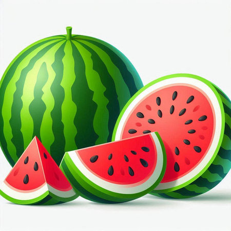 Watermelon on a white background. Watermelon slices. Vector illustration.のイラスト素材