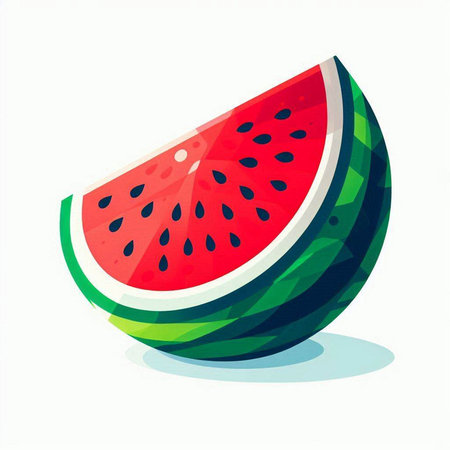 Watermelon vector illustration. Fresh watermelon isolated on white background.のイラスト素材