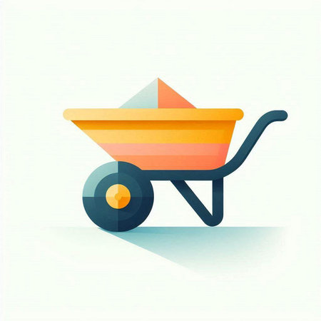 Garden wheelbarrow icon. Flat design. Vector illustration.のイラスト素材