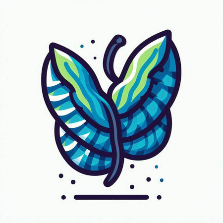 Butterfly logo in blue and green colors. Vector illustration.のイラスト素材