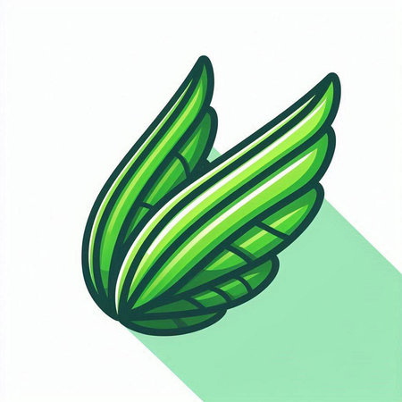 Green leaf icon, isolated on white background. Hand drawn illustration.のイラスト素材