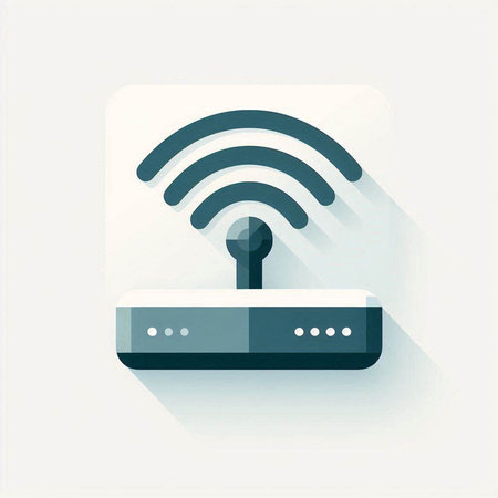 Wi fi router icon. Flat design with long shadow. Vector illustration.のイラスト素材
