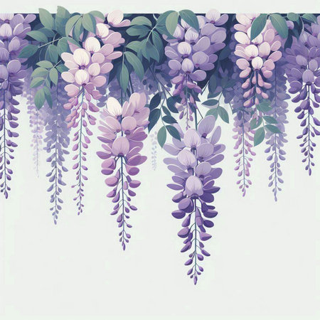 Wisteria flowers background.  Can be used for invitation, congratulationのイラスト素材