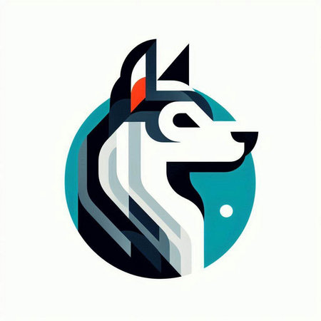 Colorful dog logo. Vector illustration of a dog head icon.のイラスト素材