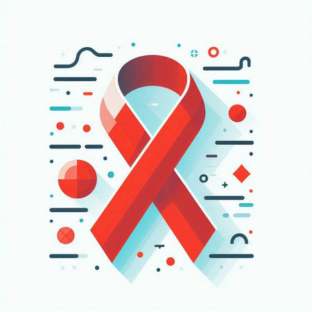 Red ribbon. Symbol of World Aids Day. Vector illustration.のイラスト素材
