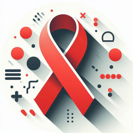 Red ribbon on white background. Symbol of World Aids Day. Vector illustration.のイラスト素材