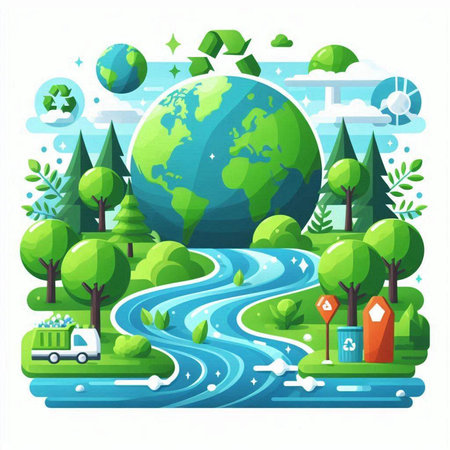 Ecology concept. World environment day. Flat design vector illustration.のイラスト素材