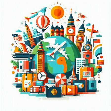 Nautical background with ships and anchors. Vector illustration in flat styleのイラスト素材