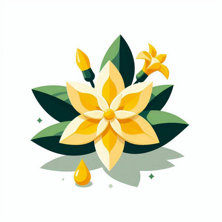 Illustration of a lotus flower with a drop of oil.のイラスト素材