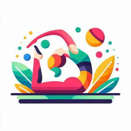 Yoga flat icon. Vector illustration of a woman practicing yoga.のイラスト素材