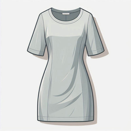 Illustration of a gray dress with a long sleeve on a white backgroundのイラスト素材