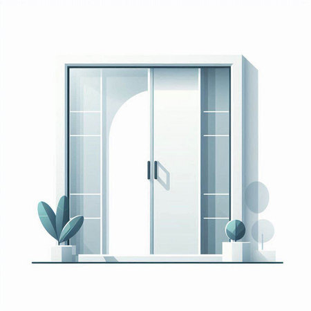 Vector illustration of a door in a modern style. Realistic 3d vector illustration.のイラスト素材