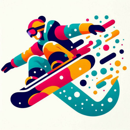 Snowboarder jumping, colorful vector illustration. Sport and recreation concept.のイラスト素材
