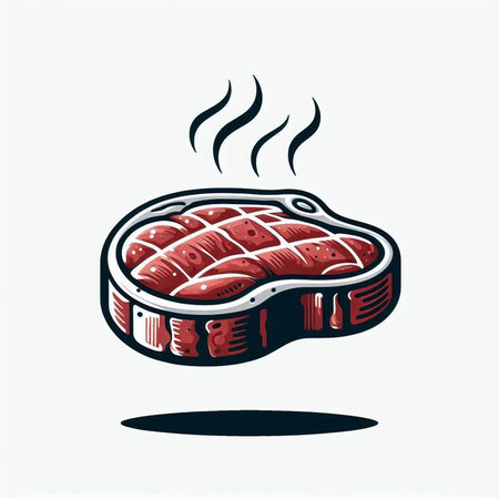 Illustration of beef steak on a white background. Vector illustration.のイラスト素材