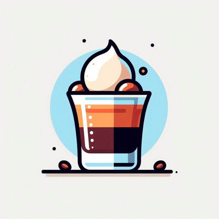 Coffee with ice cream in a glass. Vector illustration.のイラスト素材