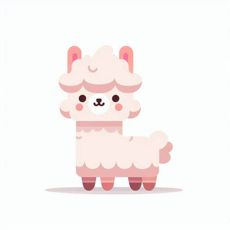 Cute cartoon alpaca. Vector illustration in flat style.のイラスト素材