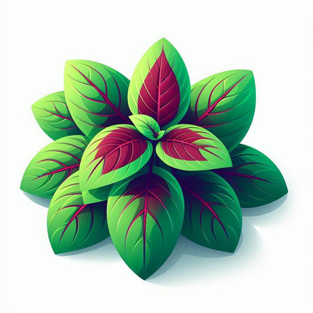 Illustration of a green basil leaf on a white background - vectorのイラスト素材