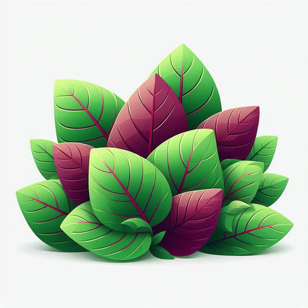 Red and green leaves on white background. Vector illustration. Eps 10.のイラスト素材