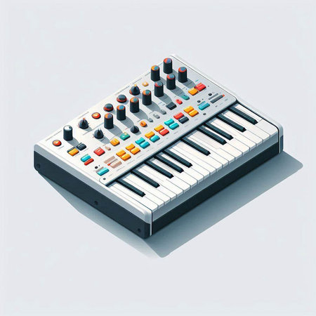 Illustration of a synthesizer on a white background - 3d renderingのイラスト素材