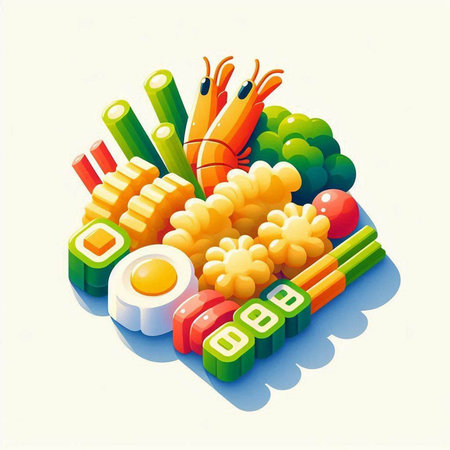 Illustration of a group of food on a white background - vectorのイラスト素材