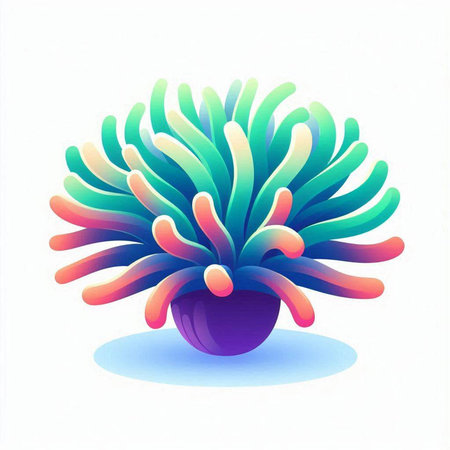 Coral in pot isolated on a white background. Vector illustration.のイラスト素材