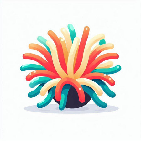 Colorful coral on white background. Vector illustration in cartoon style.のイラスト素材