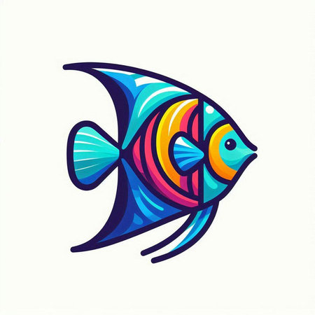 Colorful fish logo. Vector illustration. Isolated on white background.のイラスト素材