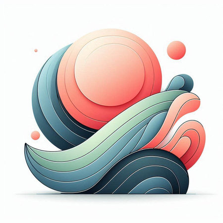 Abstract background with stylized waves and sun. Vector Illustration.のイラスト素材