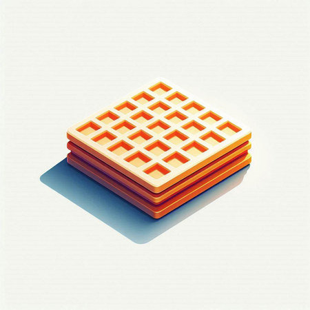 Illustration of a stack of square waffles on a white backgroundのイラスト素材