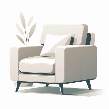 Comfortable armchair with pillows on a white background. Vector illustration.のイラスト素材