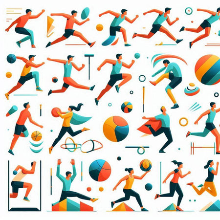 Set of sport icons in flat style. Set of vector illustration.のイラスト素材