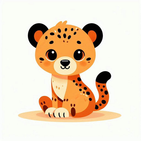 Cute cartoon leopard. Vector illustration on a white background.のイラスト素材
