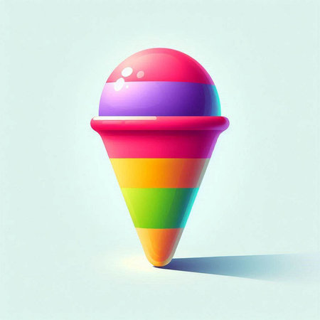 Ice cream in a waffle cone. 3d render. Vector illustration.のイラスト素材