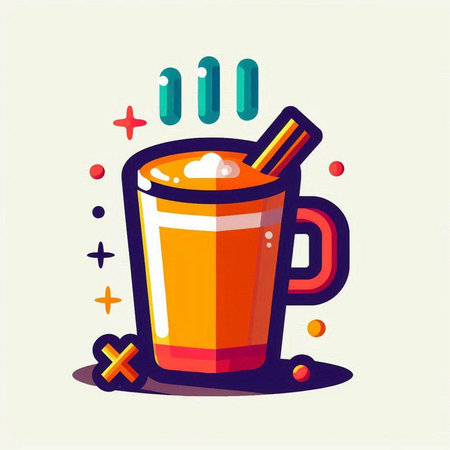 Mug of hot drink with cinnamon. Vector illustration in flat styleのイラスト素材