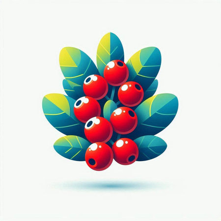 Christmas tree with berries and leaves. Vector illustration. Eps 10.のイラスト素材