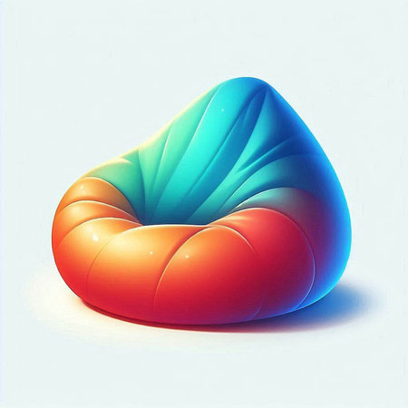 3D Illustration of a Colourful Sofa on White Backgroundのイラスト素材