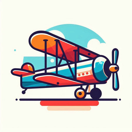 Airplane. Vector illustration in flat design style. Isolated on white background.のイラスト素材
