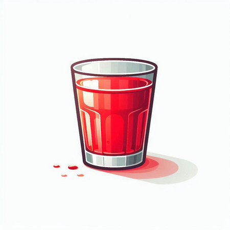 Illustration of a glass of red juice on a white background.のイラスト素材